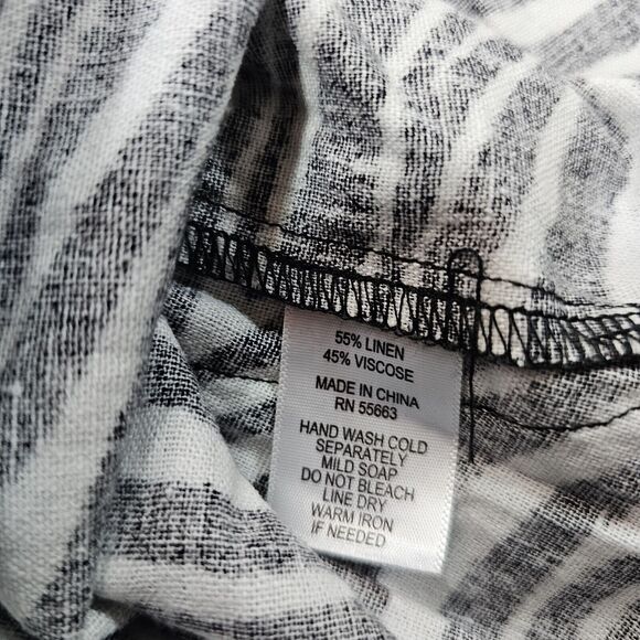 Jones New York Black White Zebra Striped Linen Blend Tunic Top Dress WOMENS 2X - Picture 9 of 10
